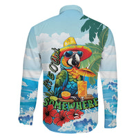 Funny Parrot Margarita Five O'clock Somewhere Family Matching Off The Shoulder Long Sleeve Dress and Hawaiian Shirt LT9 Son's Shirt Blue - Polynesian Pride