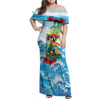 Funny Parrot Margarita Five O'clock Somewhere Family Matching Off Shoulder Maxi Dress and Hawaiian Shirt