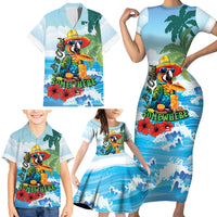 Funny Parrot Margarita Five O'clock Somewhere Family Matching Short Sleeve Bodycon Dress and Hawaiian Shirt LT9 - Polynesian Pride