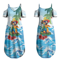 Funny Parrot Margarita Five O'clock Somewhere Family Matching Summer Maxi Dress and Hawaiian Shirt LT9 Mom's Dress Blue - Polynesian Pride