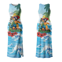 Funny Parrot Margarita Five O'clock Somewhere Family Matching Tank Maxi Dress and Hawaiian Shirt LT9 Mom's Dress Blue - Polynesian Pride