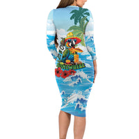 Funny Parrot Margarita Five O'clock Somewhere Long Sleeve Bodycon Dress LT9 - Polynesian Pride