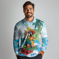 Funny Parrot Margarita Five O'clock Somewhere Long Sleeve Polo Shirt