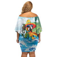Funny Parrot Margarita Five O'clock Somewhere Off Shoulder Short Dress LT9 - Polynesian Pride