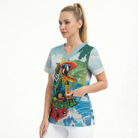 Funny Parrot Margarita Five O'clock Somewhere Scrub Top