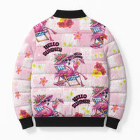 Hawaii Flamingo Hello Summer Bomber Puffer Jacket Hawaiian Quilt Pattern