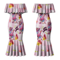 Hawaii Flamingo Hello Summer Couples Matching Mermaid Dress and Hawaiian Shirt Hawaiian Quilt Pattern LT9 - Polynesian Pride