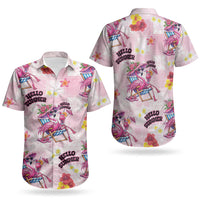 Hawaii Flamingo Hello Summer Couples Matching Off Shoulder Short Dress and Hawaiian Shirt Hawaiian Quilt Pattern LT9 - Polynesian Pride