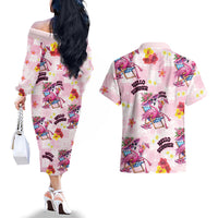 Hawaii Flamingo Hello Summer Couples Matching Off The Shoulder Long Sleeve Dress and Hawaiian Shirt Hawaiian Quilt Pattern