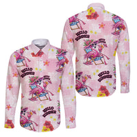 Hawaii Flamingo Hello Summer Family Matching Long Sleeve Bodycon Dress and Hawaiian Shirt Hawaiian Quilt Pattern LT9 Dad's Shirt - Long Sleeve Pink - Polynesian Pride