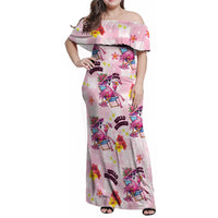 Hawaii Flamingo Hello Summer Family Matching Off Shoulder Maxi Dress and Hawaiian Shirt Hawaiian Quilt Pattern