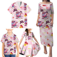 Hawaii Flamingo Hello Summer Family Matching Puletasi and Hawaiian Shirt Hawaiian Quilt Pattern LT9 - Polynesian Pride
