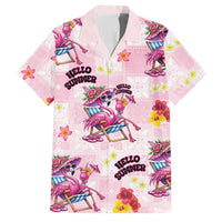 Hawaii Flamingo Hello Summer Family Matching Puletasi and Hawaiian Shirt Hawaiian Quilt Pattern LT9 Dad's Shirt - Short Sleeve Pink - Polynesian Pride