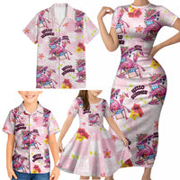 Hawaii Flamingo Hello Summer Family Matching Short Sleeve Bodycon Dress and Hawaiian Shirt Hawaiian Quilt Pattern LT9 - Polynesian Pride