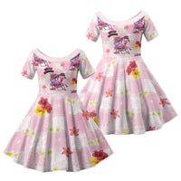 Hawaii Flamingo Hello Summer Family Matching Summer Maxi Dress and Hawaiian Shirt Hawaiian Quilt Pattern LT9 Daughter's Dress Pink - Polynesian Pride