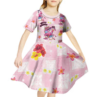 Hawaii Flamingo Hello Summer Kid Short Sleeve Dress Hawaiian Quilt Pattern