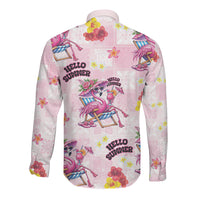 Hawaii Flamingo Hello Summer Long Sleeve Button Shirt Hawaiian Quilt Pattern LT9 - Polynesian Pride