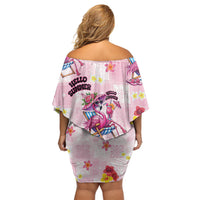 Hawaii Flamingo Hello Summer Off Shoulder Short Dress Hawaiian Quilt Pattern LT9 - Polynesian Pride