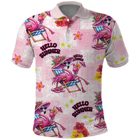 Hawaii Flamingo Hello Summer Polo Shirt Hawaiian Quilt Pattern LT9 Pink - Polynesian Pride