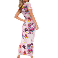 Hawaii Flamingo Hello Summer Short Sleeve Bodycon Dress Hawaiian Quilt Pattern LT9 - Polynesian Pride