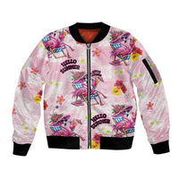 Hawaii Flamingo Hello Summer Sleeve Zip Bomber Jacket Hawaiian Quilt Pattern