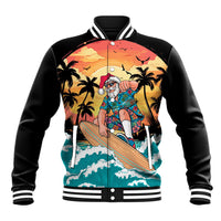 Vintage Santa Claus Surfing Summer Baseball Jacket Mele Kalikimaka i Iulai!