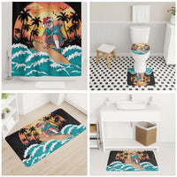 Vintage Santa Claus Surfing Summer Bathroom Set Mele Kalikimaka i Iulai!