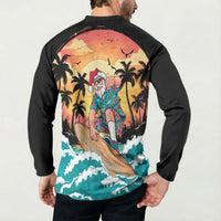 Vintage Santa Claus Surfing Summer Button Sweatshirt Mele Kalikimaka i Iulai!
