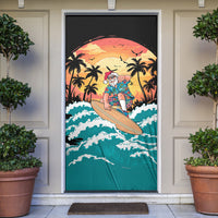 Vintage Santa Claus Surfing Summer Door Cover Mele Kalikimaka i Iulai!