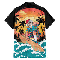 Vintage Santa Claus Surfing Summer Family Matching Long Sleeve Bodycon Dress and Hawaiian Shirt Mele Kalikimaka i Iulai! LT9 Dad's Shirt - Long Sleeve Black - Polynesian Pride