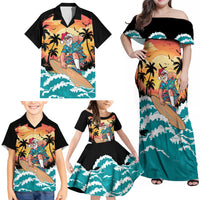 Vintage Santa Claus Surfing Summer Family Matching Off Shoulder Maxi Dress and Hawaiian Shirt Mele Kalikimaka i Iulai! LT9 - Polynesian Pride
