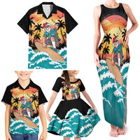 Vintage Santa Claus Surfing Summer Family Matching Tank Maxi Dress and Hawaiian Shirt Mele Kalikimaka i Iulai! LT9 - Polynesian Pride
