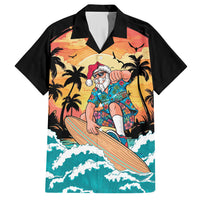 Vintage Santa Claus Surfing Summer Hawaiian Shirt Mele Kalikimaka i Iulai! LT9 Black - Polynesian Pride