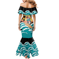 Vintage Santa Claus Surfing Summer Mermaid Dress Mele Kalikimaka i Iulai!