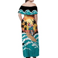 Vintage Santa Claus Surfing Summer Off Shoulder Maxi Dress Mele Kalikimaka i Iulai! LT9 - Polynesian Pride