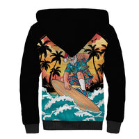 Vintage Santa Claus Surfing Summer Sherpa Hoodie Mele Kalikimaka i Iulai!