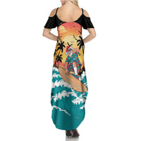 Vintage Santa Claus Surfing Summer Summer Maxi Dress Mele Kalikimaka i Iulai! LT9 - Polynesian Pride