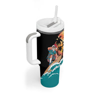 Vintage Santa Claus Surfing Summer Tumbler With Handle Mele Kalikimaka i Iulai!