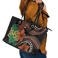 Vintage Hibiscus Pacific Floral Leather Tote Bag LT9 - Polynesian Pride