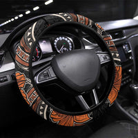 Vintage Hibiscus Pacific Floral Steering Wheel Cover LT9 Universal Fit Black - Polynesian Pride