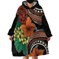 Vintage Hibiscus Pacific Floral Wearable Blanket Hoodie LT9 - Polynesian Pride