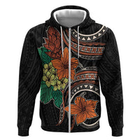 Vintage Hibiscus Pacific Floral Zip Hoodie