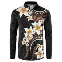 Vintage Plumeria Pacific Floral Button Sweatshirt LT9 Black - Polynesian Pride