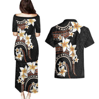 Vintage Plumeria Pacific Floral Couples Matching Puletasi and Hawaiian Shirt LT9 - Polynesian Pride