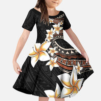 Vintage Plumeria Pacific Floral Family Matching Puletasi and Hawaiian Shirt LT9 Daughter's Dress Black - Polynesian Pride