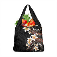 Vintage Plumeria Pacific Floral Grocery Bag LT9 1-pack One Size Black - Polynesian Pride