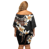 Vintage Plumeria Pacific Floral Off Shoulder Short Dress LT9 - Polynesian Pride