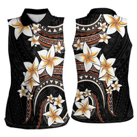 Vintage Plumeria Pacific Floral Women Sleeveless Polo Shirt