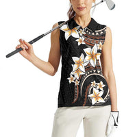 Vintage Plumeria Pacific Floral Women Sleeveless Polo Shirt
