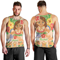 Kawaii Hula Girls Men Tank Top Aloha Hibiscus Flowers LT9 - Polynesian Pride
